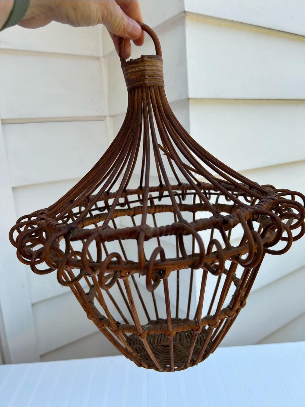 Vintage Basket French Country Woven Hanging Removable Cottagecore Boho 12x16 - Picture 6 of 9
